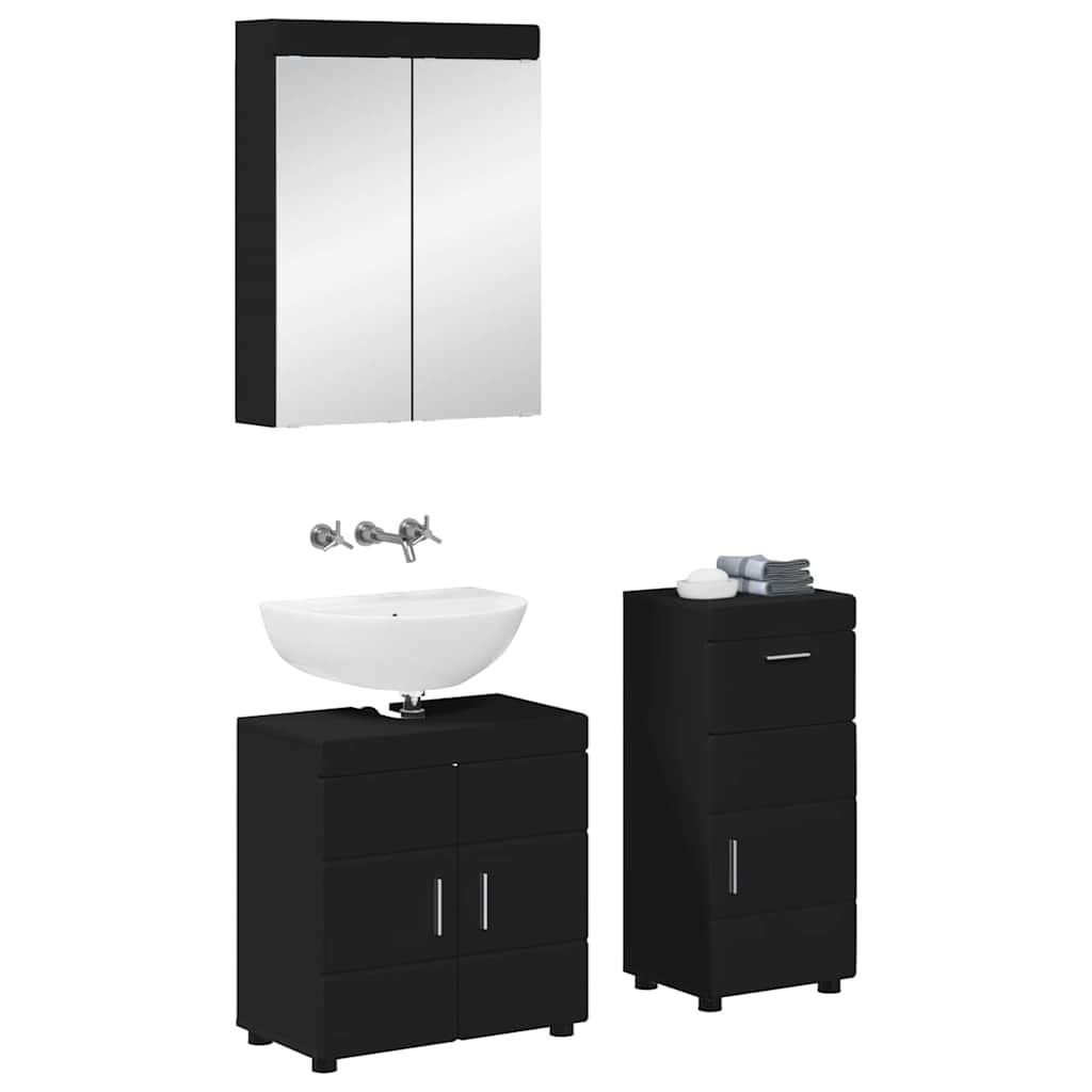 vidaXL Bathroom Furniture Set TULUM 3 pcs Black 60 x 34 x 63 cm 2
