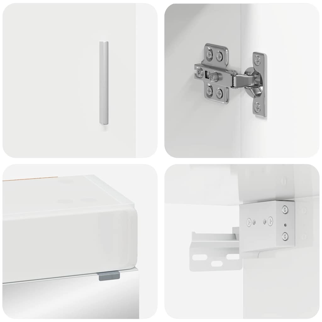 vidaXL Bathroom Furniture Set TULUM 3 pcs High Gloss White 4