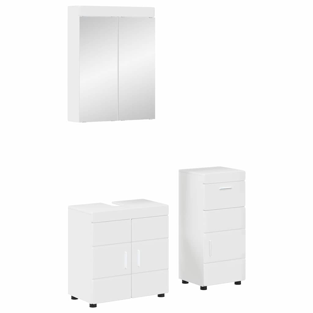 vidaXL Bathroom Furniture Set TULUM 3 pcs High Gloss White 1