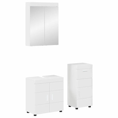 vidaXL Bathroom Furniture Set TULUM 3 pcs High Gloss White 1