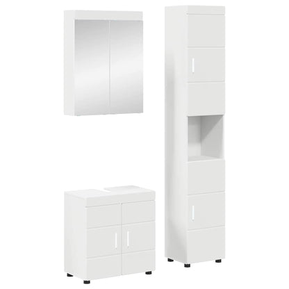 Bathroom Furniture Set TULUM 3 pcs 60 x 34 x 63 cm Sink base +mirror cabinet +tall cabinet White