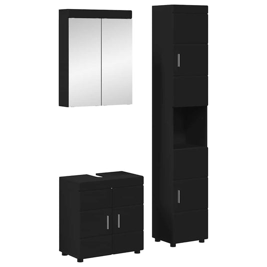 vidaXL Bathroom Furniture Set TULUM 3 pcs Black 60 x 34 x 63 cm 1