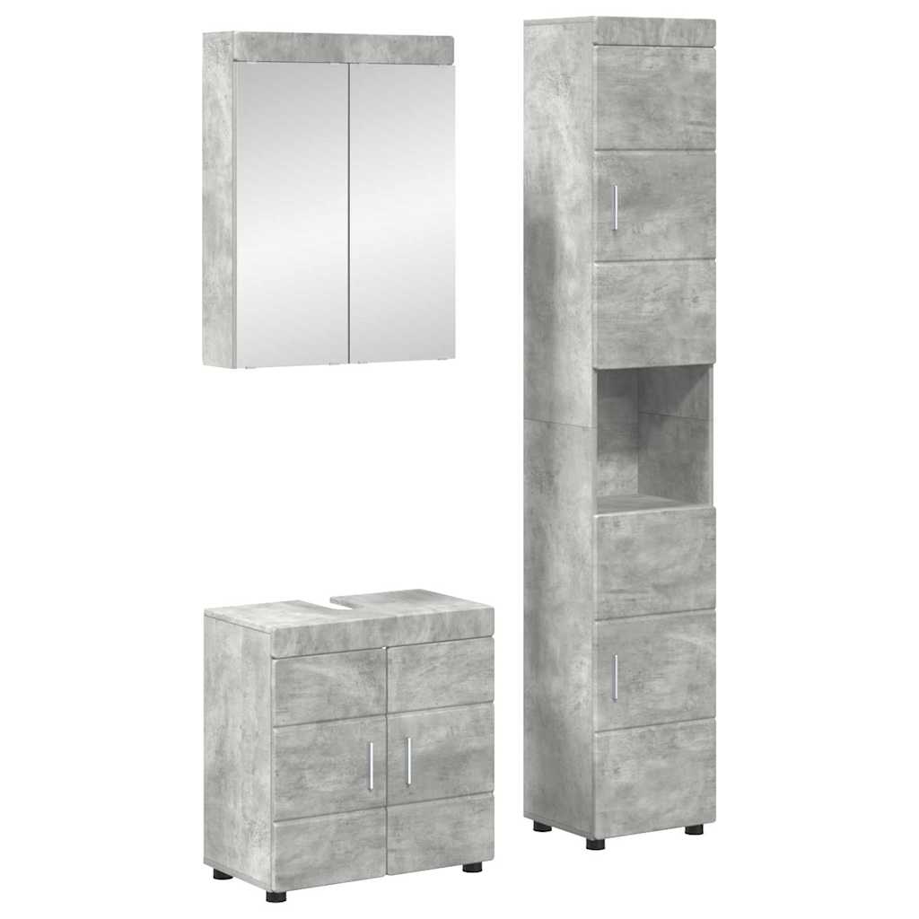 vidaXL Bathroom Furniture Set TULUM 3 pcs Concrete Grey 1