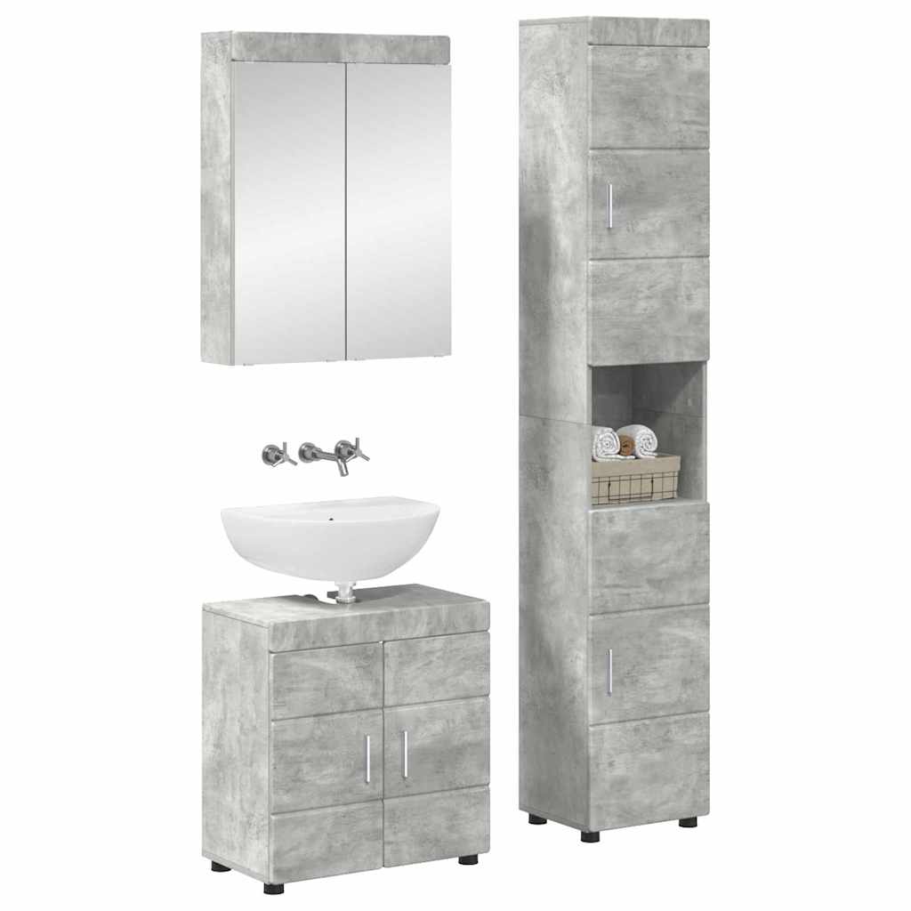 vidaXL Bathroom Furniture Set TULUM 3 pcs Concrete Grey 2