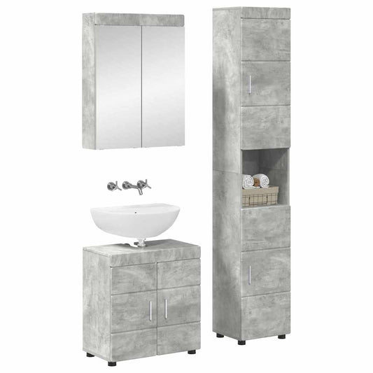 vidaXL Bathroom Furniture Set TULUM 3 pcs Concrete Grey 2