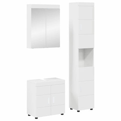 vidaXL Bathroom Furniture Set TULUM 3 pcs High Gloss White 1