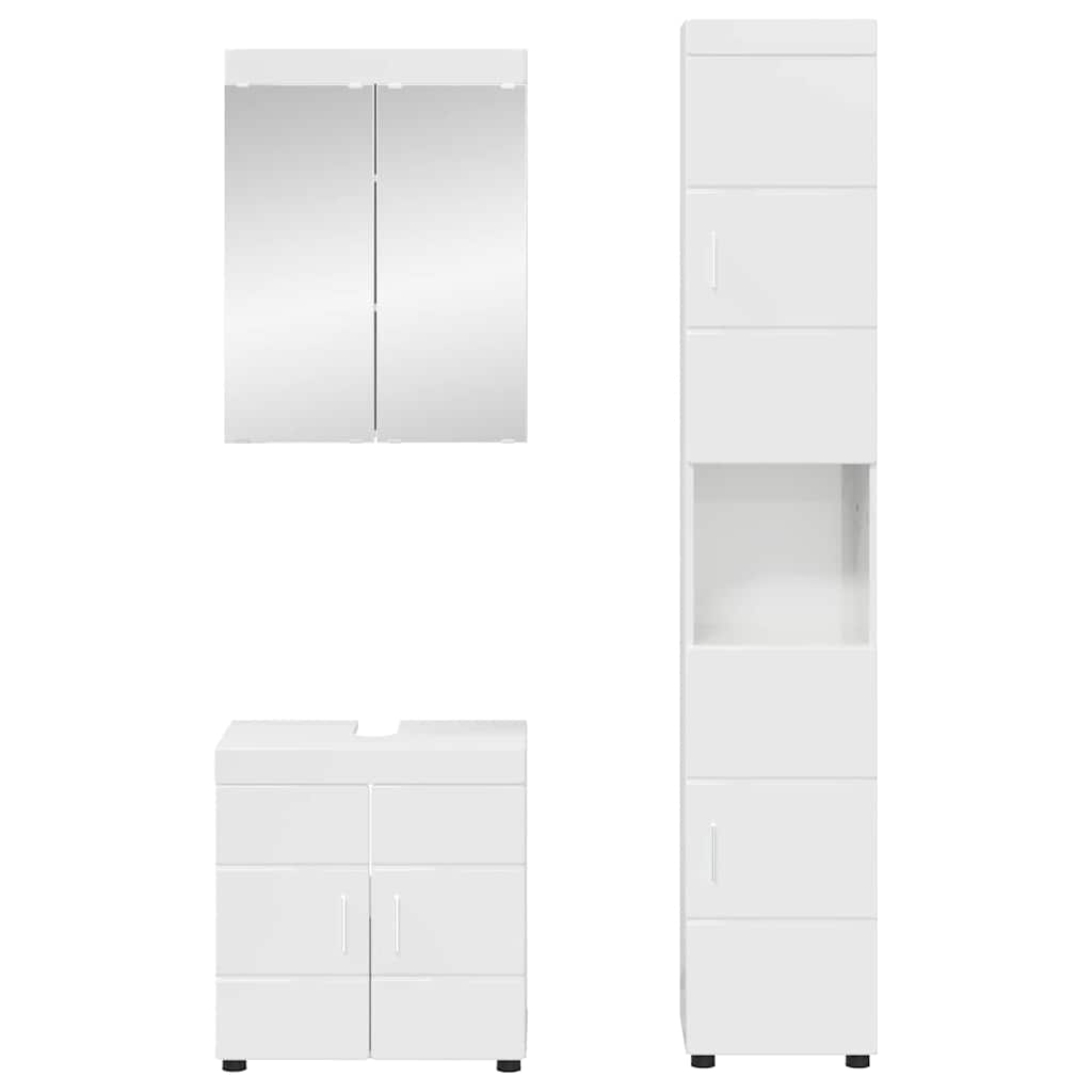 vidaXL Bathroom Furniture Set TULUM 3 pcs High Gloss White 3