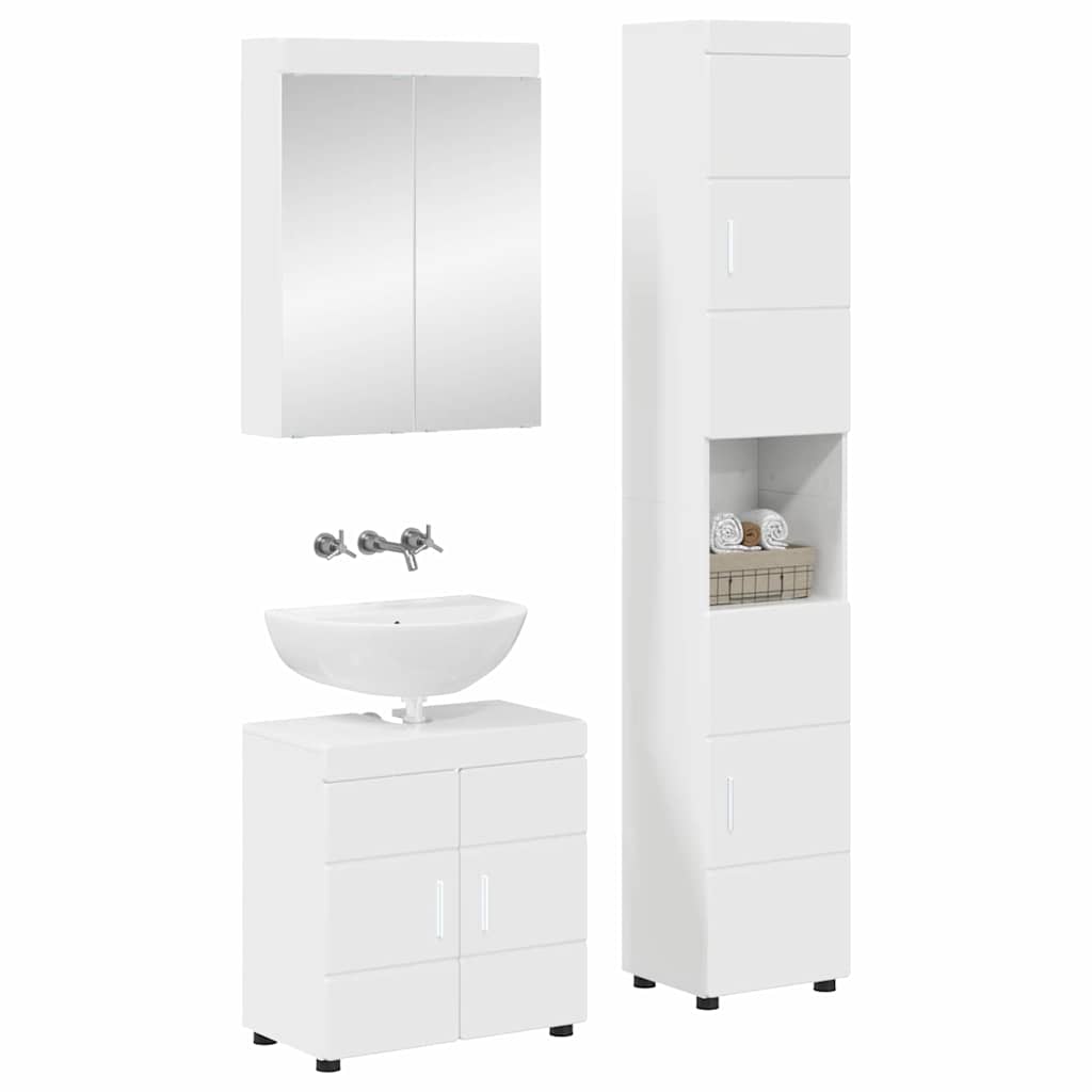 vidaXL Bathroom Furniture Set TULUM 3 pcs High Gloss White 2
