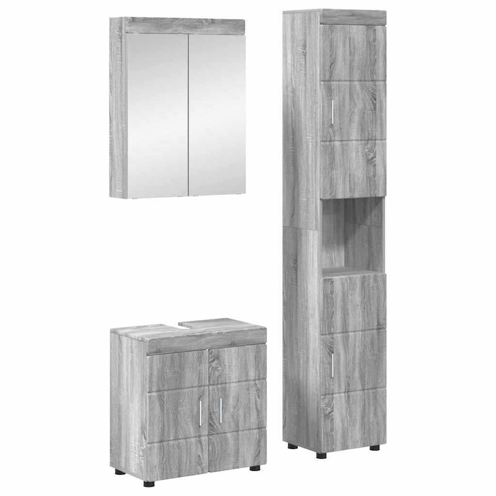 vidaXL Bathroom Furniture Set TULUM 3 pcs Grey Sonoma 60 x 34 x 63 cm 1