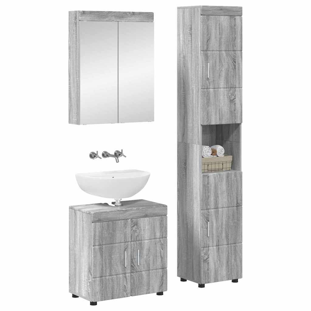 vidaXL Bathroom Furniture Set TULUM 3 pcs Grey Sonoma 60 x 34 x 63 cm 2
