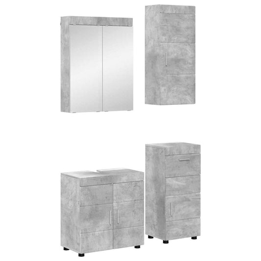 vidaXL Bathroom Furniture Set TULUM 4 pcs Concrete Grey 1