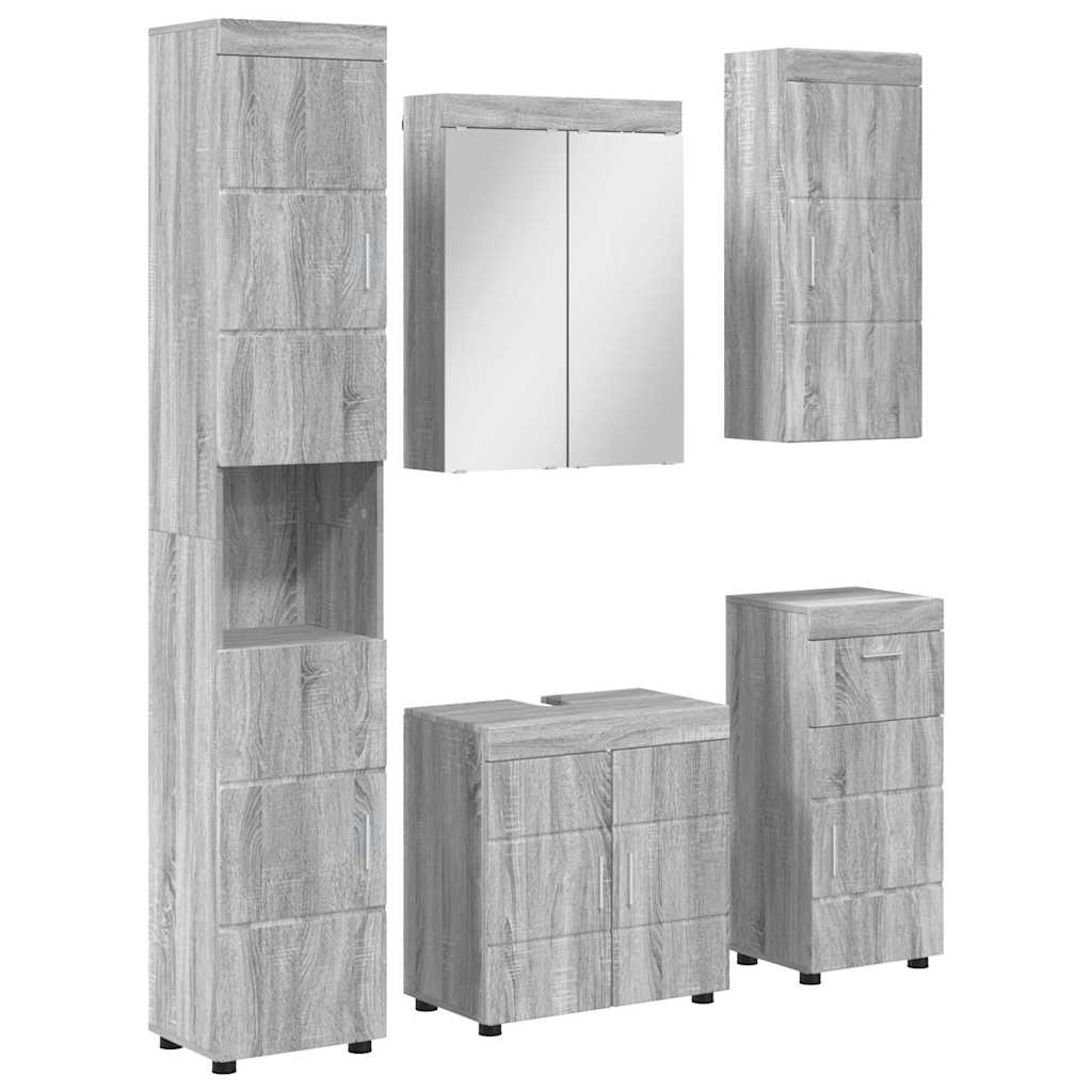 vidaXL Bathroom Furniture Set TULUM 5 pcs Grey Sonoma 60 x 34 x 63 cm 2