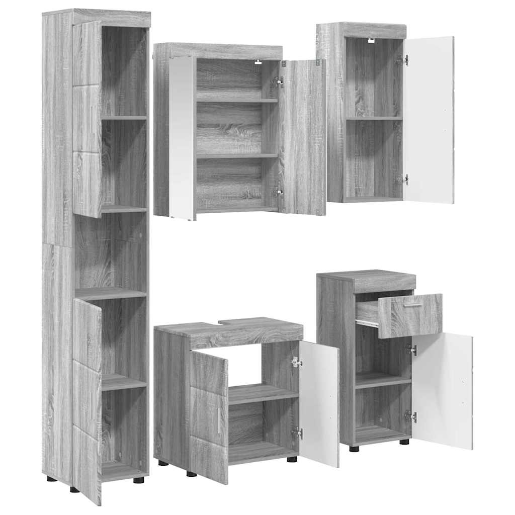 vidaXL Bathroom Furniture Set TULUM 5 pcs Grey Sonoma 60 x 34 x 63 cm 5