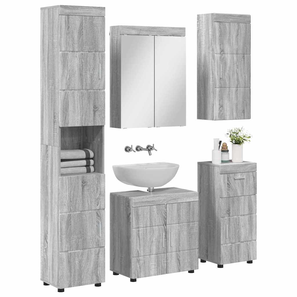 vidaXL Bathroom Furniture Set TULUM 5 pcs Grey Sonoma 60 x 34 x 63 cm 3