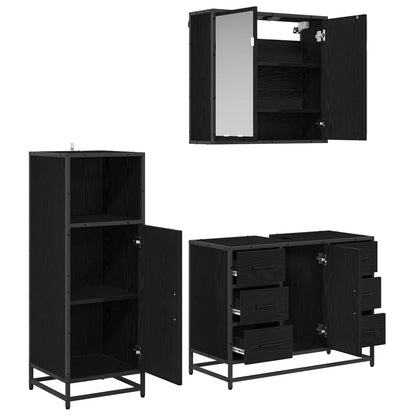vidaXL Bathroom Furniture Set 3 pcs Black Oak Engineered Wood 5