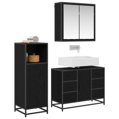 vidaXL Bathroom Furniture Set 3 pcs Black Oak Engineered Wood 3