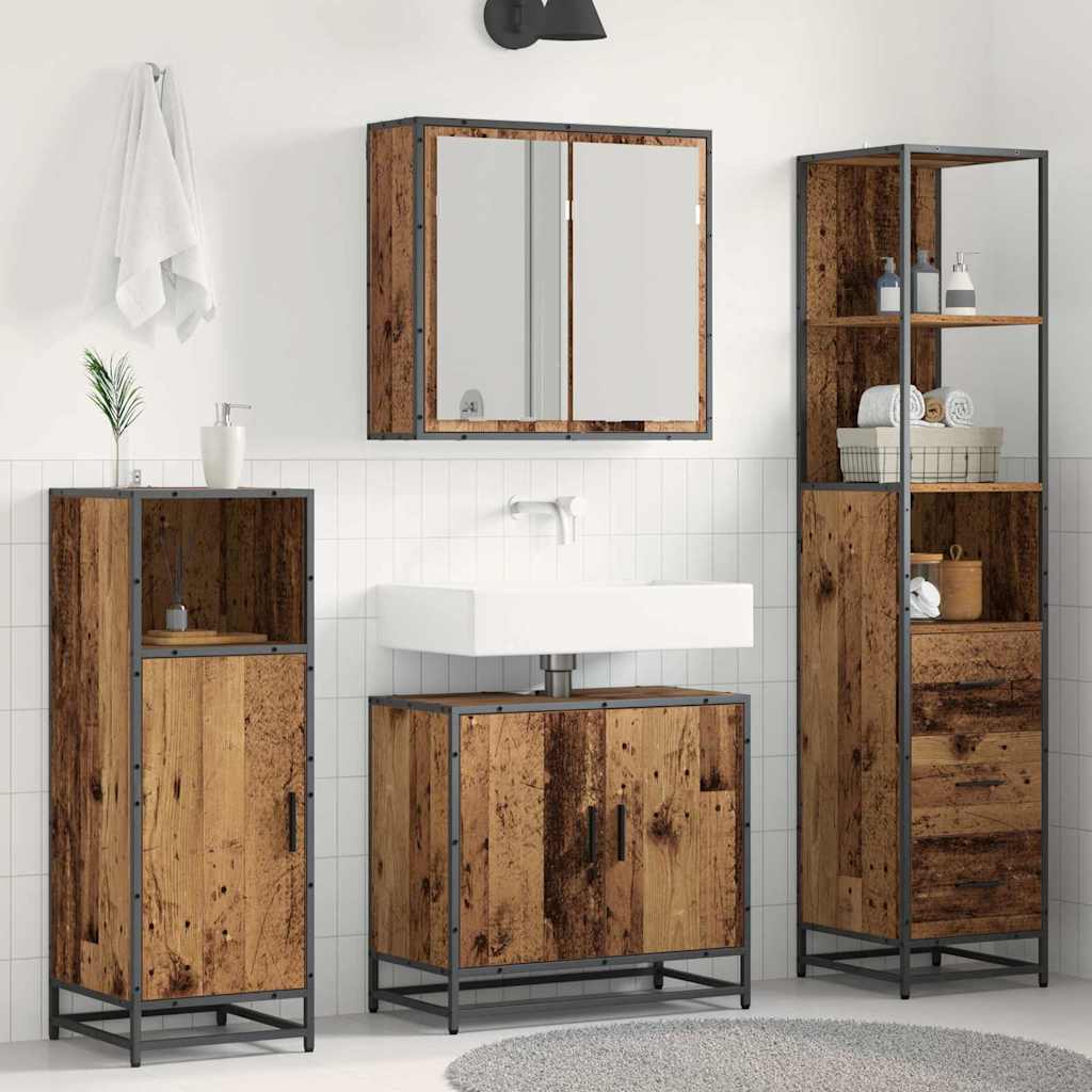 vidaXL Bathroom Furniture Set 3 pcs Old Wood Engineered Wood 1