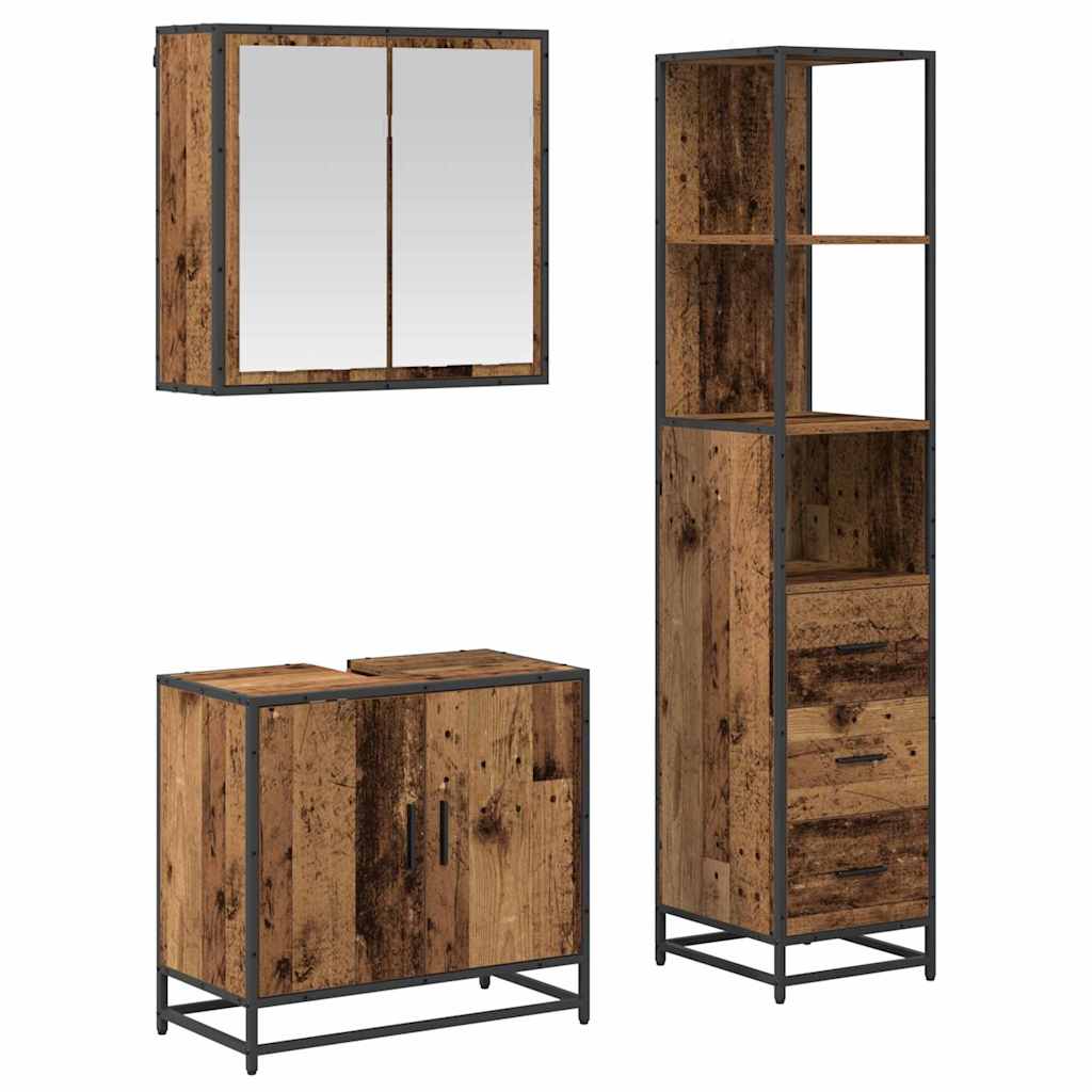 vidaXL Bathroom Furniture Set 3 pcs Old Wood Engineered Wood 2
