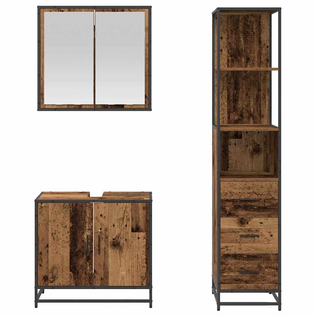 vidaXL Bathroom Furniture Set 3 pcs Old Wood Engineered Wood 6