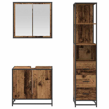 vidaXL Bathroom Furniture Set 3 pcs Old Wood Engineered Wood 6