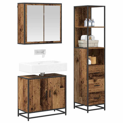 vidaXL Bathroom Furniture Set 3 pcs Old Wood Engineered Wood 3