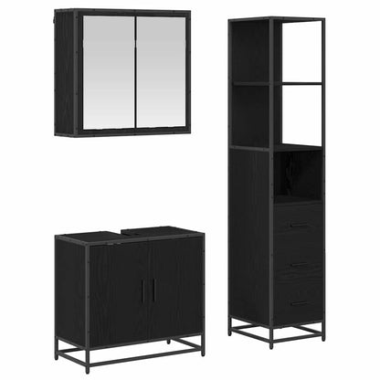 vidaXL Bathroom Furniture Set 3 pcs Black Oak Engineered Wood 2