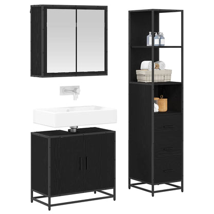vidaXL Bathroom Furniture Set 3 pcs Black Oak Engineered Wood 3