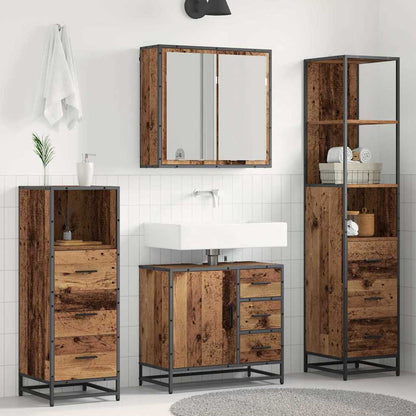 vidaXL Bathroom Furniture Set 4 pcs Old Wood Engineered Wood 1