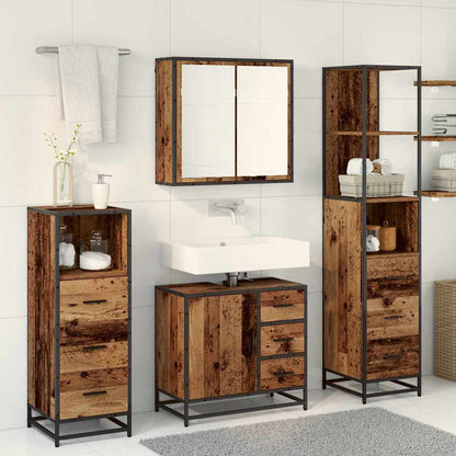 vidaXL Bathroom Furniture Set 4 pcs Old Wood Engineered Wood 4