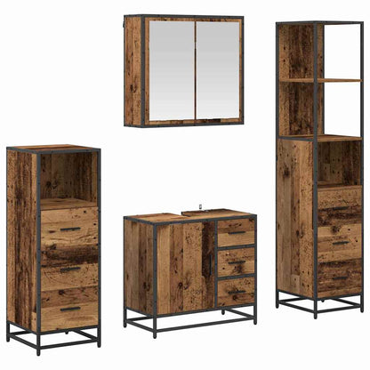 vidaXL Bathroom Furniture Set 4 pcs Old Wood Engineered Wood 2