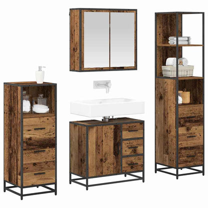 vidaXL Bathroom Furniture Set 4 pcs Old Wood Engineered Wood 3