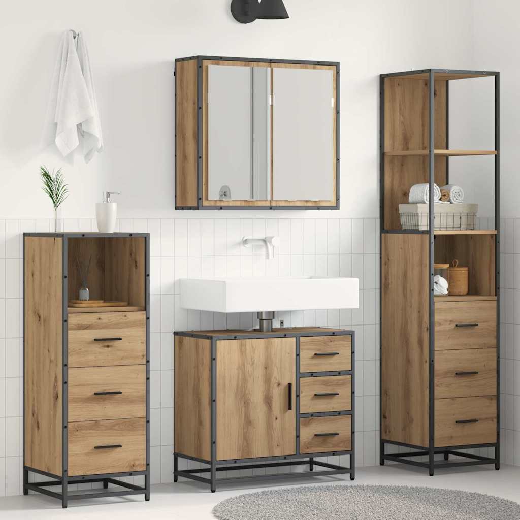 vidaXL Bathroom Furniture Set 4 pcs Engineered Wood