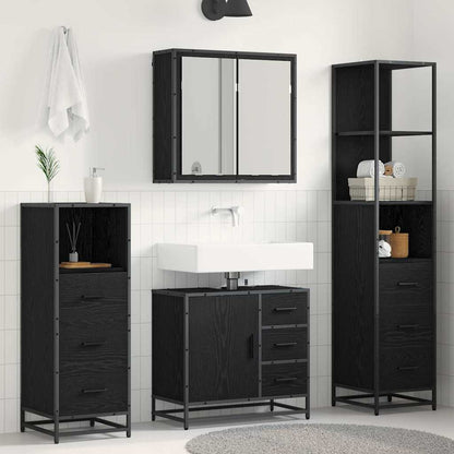 vidaXL Bathroom Furniture Set 4 pcs Black Oak Engineered Wood 1