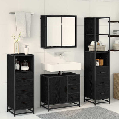 vidaXL Bathroom Furniture Set 4 pcs Black Oak Engineered Wood 4