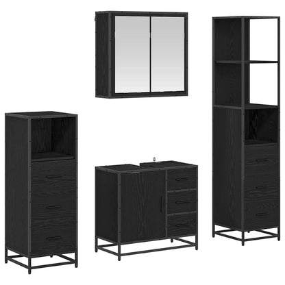 vidaXL Bathroom Furniture Set 4 pcs Black Oak Engineered Wood 2