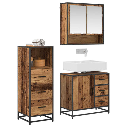 vidaXL Bathroom Furniture Set 3 pcs Old Wood Engineered Wood 3