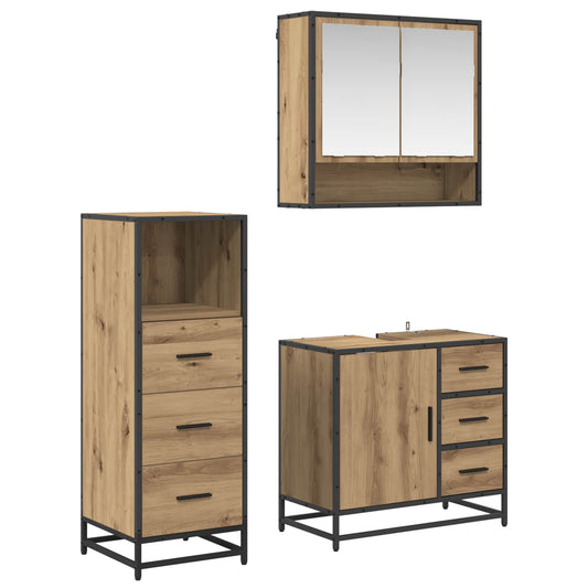 Bathroom Furniture Set 3 pcs Engineered Wood Artisan oak