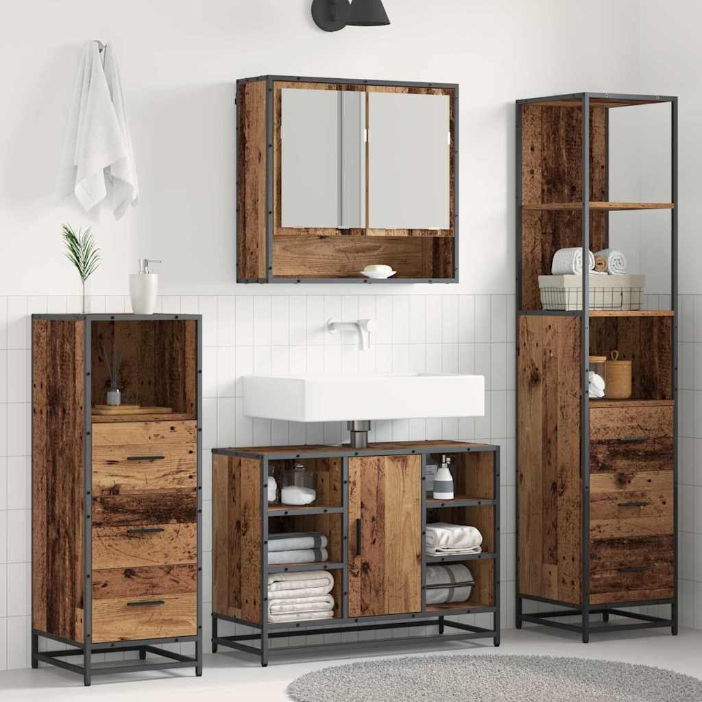 vidaXL Bathroom Furniture Set 4 pcs Old Wood Engineered Wood 1