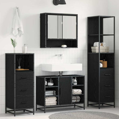 vidaXL Bathroom Furniture Set 4 pcs Black Oak Engineered Wood 1