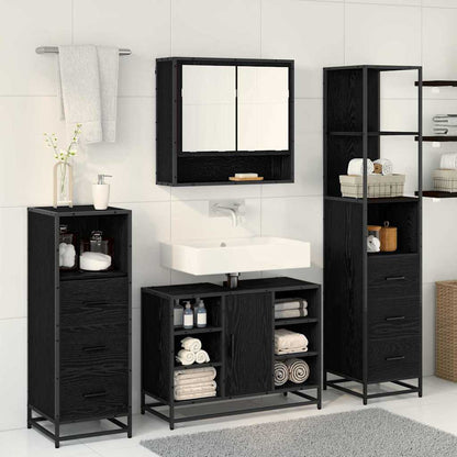vidaXL Bathroom Furniture Set 4 pcs Black Oak Engineered Wood 4