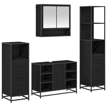 vidaXL Bathroom Furniture Set 4 pcs Black Oak Engineered Wood 2
