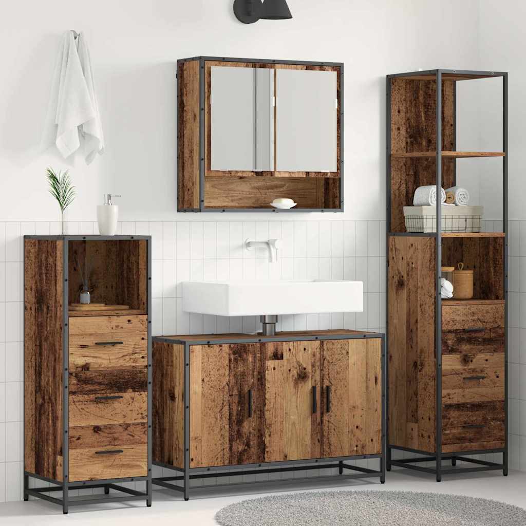 vidaXL Bathroom Furniture Set 4 pcs Old Wood Engineered Wood 1