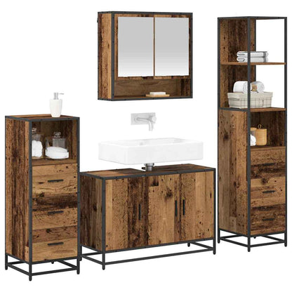vidaXL Bathroom Furniture Set 4 pcs Old Wood Engineered Wood 3