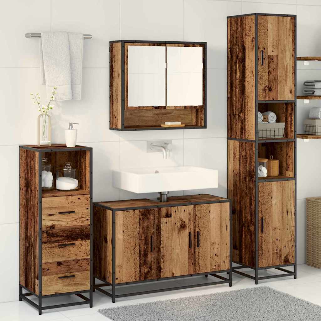 vidaXL Bathroom Furniture Set 3 pcs Old Wood Engineered Wood 4