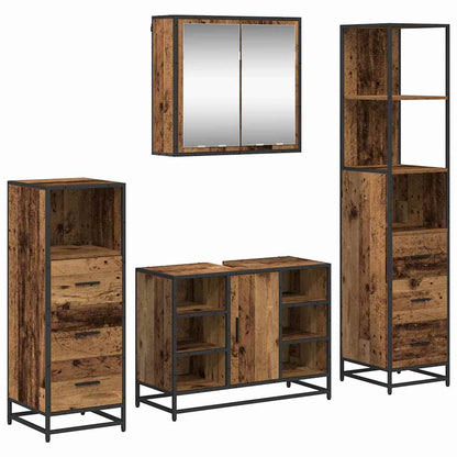 vidaXL Bathroom Furniture Set 4 pcs Old Wood Engineered Wood 2