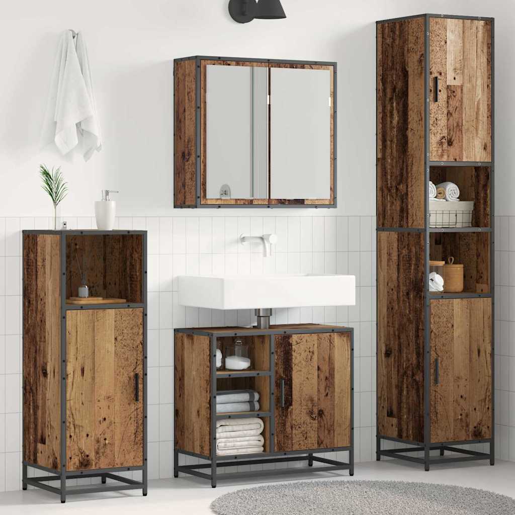 vidaXL Bathroom Furniture Set 3 pcs Old Wood Engineered Wood 1