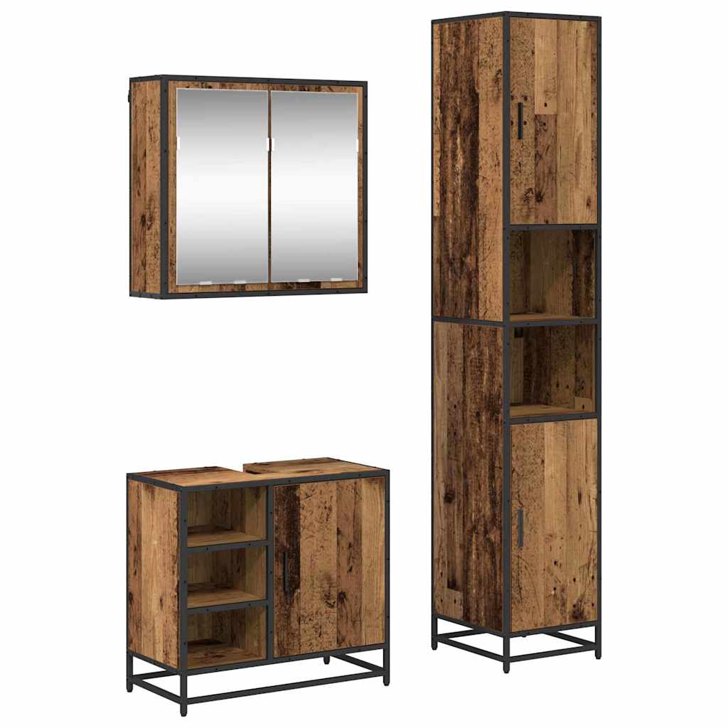 vidaXL Bathroom Furniture Set 3 pcs Old Wood Engineered Wood 2