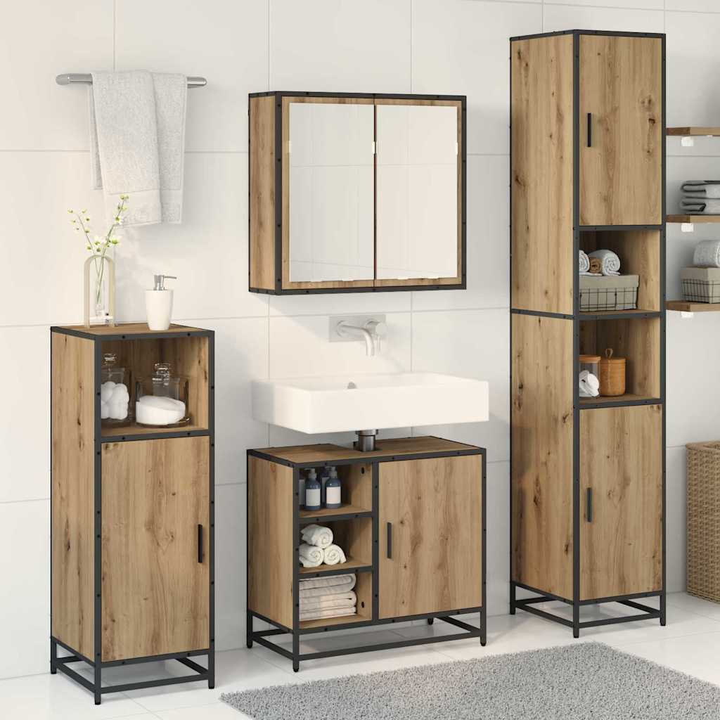 vidaXL Bathroom Furniture Set 3 pcs Artisan Oak Engineered Wood 4
