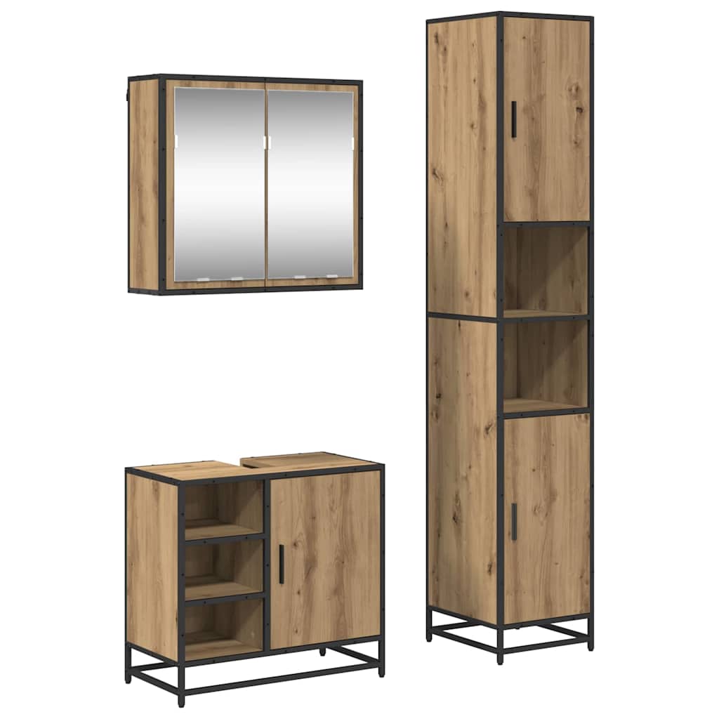 vidaXL Bathroom Furniture Set 3 pcs Artisan Oak Engineered Wood 2