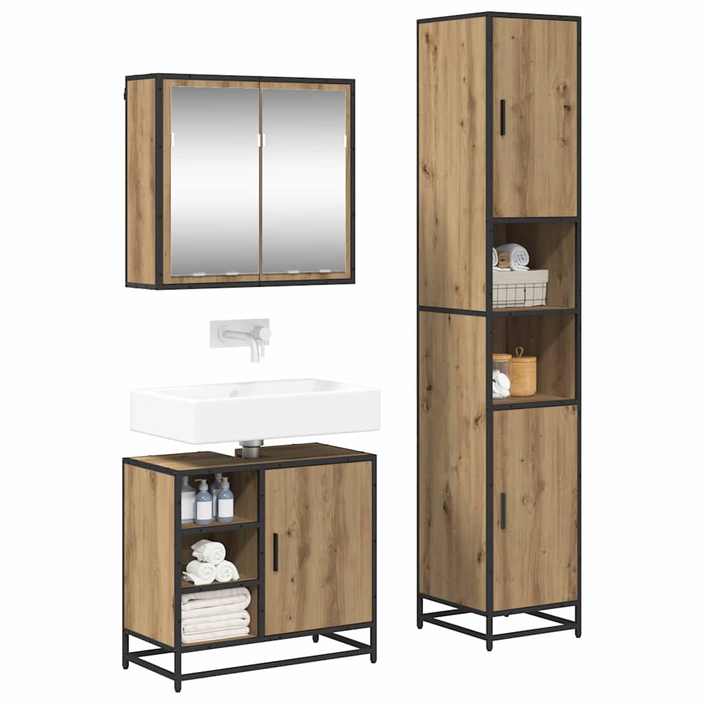 vidaXL Bathroom Furniture Set 3 pcs Artisan Oak Engineered Wood 3